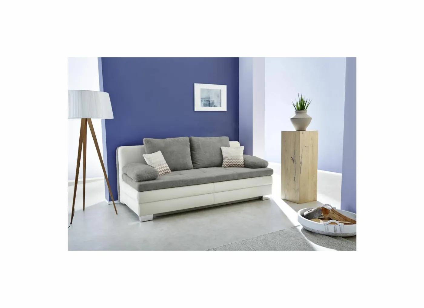 Zetelbed Lincoln 2 persoons - 203x102cm - stof & lederlook - beige & grijs