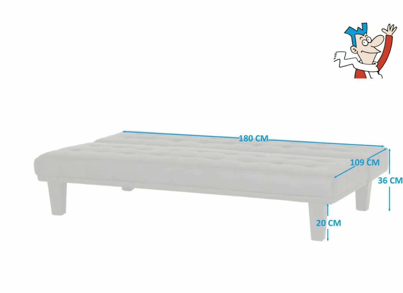 Zetelbed Molina 1 persoon - 180x90cm - lederlook - zwart