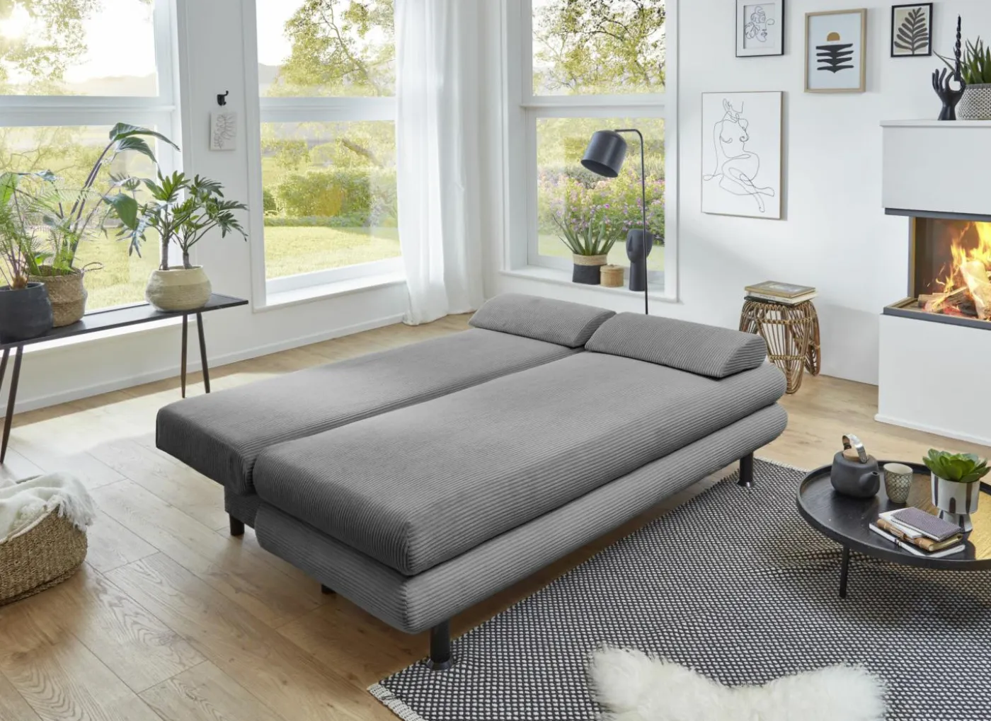 Zetelbed SO240 Bern 2 persoons - stof - donkergrijs