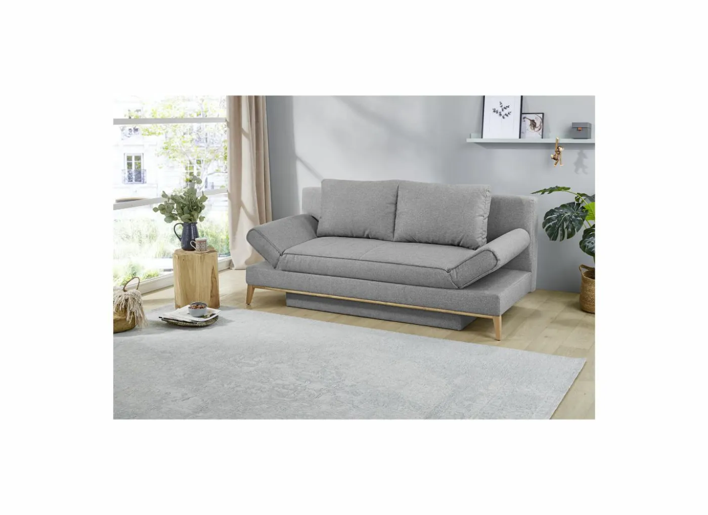Zetelbed Yann 2 persoons - 198x92cm - stof - grijs