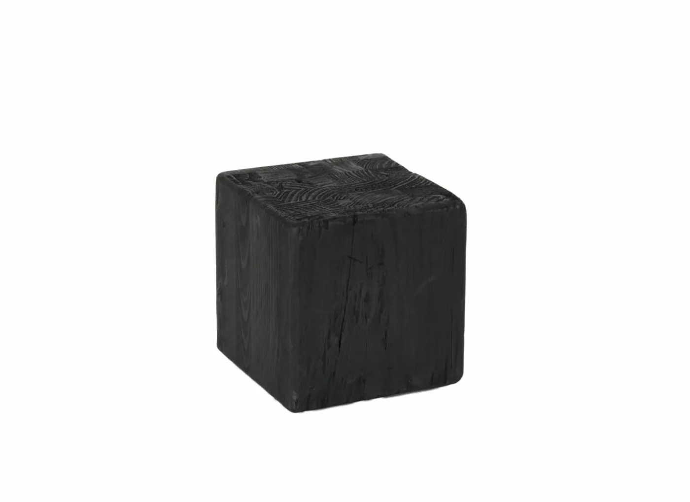 Zuil Qubit 20x20x20cm - gerecycleerd den massief - zwart