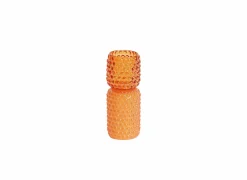 Theelichthouder Bublini H20,5cm - glas - oranje